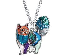 DUOWEI Cute Cat Gifts Collana con gatto smaltato per donne, ragazze, amanti dei gatti, ciondoli di compleanno (Ozean)
