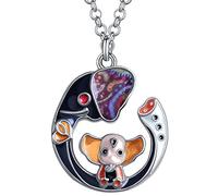 DUOWEI Cute Cat Gifts Collana con gatto smaltato per donne, ragazze, amanti dei gatti, ciondoli di compleanno (Elefante Nero)