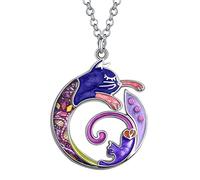 DUOWEI Cute Cat Gifts Collana con gatto smaltato per donne, ragazze, amanti dei gatti, ciondoli di compleanno (Sangria)