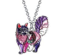 DUOWEI Cute Cat Gifts Collana con gatto smaltato per donne, ragazze, amanti dei gatti, ciondoli di compleanno (Lila)