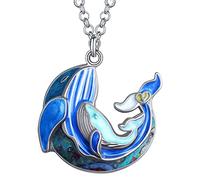 DUOWEI Cute Cat Gifts Collana con gatto smaltato per donne, ragazze, amanti dei gatti, ciondoli di compleanno (Balena Blu)