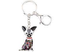 DUOWEI Cute Chihuahua Portachiavi Regali Dainty Cane Portachiavi Per Le Signore Donna Ragazza Auto Portachiavi Charms Accessori (Nero)