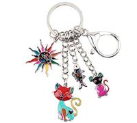 DUOWEI Cute Gatto Portachiavi Portachiavi Gatto Dainty Regali Per Le Donna Ragazza Borsa Portafoglio Auto Chiavi Charms (Ciliegia)