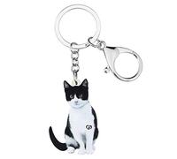 DUOWEI Cute Halloween Nero Gatto Portachiavi Portachiavi Gatto Accessori Auto Per Le Donna Ragazza Adolescenti Charms Gatti Regali (Bianco)
