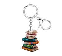 DUOWEI Divertente Libro Vintage Stack Portachiavi per le Donne Ragazze Bibliotecario Auto Chiavi Portafoglio Amanti del Libro Regali Accessori (Verde)