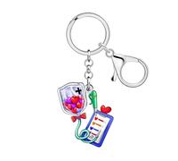 DUOWEI Divertente Stetoscopio Infermiera Portachiavi per Donne Ragazze Infermiere Studente Medico RN Auto Chiavi Portafoglio Zaino Accessorio (Rosa)