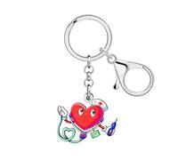 DUOWEI Divertente Stetoscopio Infermiera Portachiavi per Donne Ragazze Infermiere Studente Medico RN Auto Chiavi Portafoglio Zaino Accessorio (Rosso)