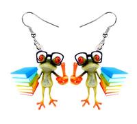 DUOWEI Graziosi orecchini a forma di rana, in acrilico, a forma di animali, pendenti, idea regalo per donne, amanti, adolescenti, bambini, Acrilico Metallo, Arenaria