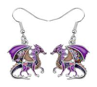 DUOWEI - Orecchini a forma di drago gallese in metallo smaltato, per donne e adolescenti e ragazze, idea regalo e Lega, colore: Viola