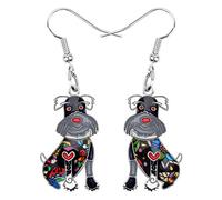 DUOWEI Orecchini pendenti in acrilico a forma di cane Schnauzer, per donne, ragazze, amanti, regali di fantasia, Medio, Smalto, Nessuna pietra preziosa