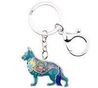 DUOWEI Portachiavi in acrilico marrone, con cane pastore tedesco, simpatico portachiavi per animali domestici, idea regalo per donne e ragazze adolescenti (blu), Blu, Medium
