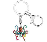 DUOWEI Portachiavi smaltato a forma di tartaruga marina con ciondolo a forma di animali dell'oceano, idea regalo, borsetta per donne e ragazze, Polpo Multi, W2L2