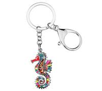 DUOWEI Portachiavi smaltato a forma di tartaruga marina con ciondolo a forma di animali dell'oceano, idea regalo, borsetta per donne e ragazze, Cavalluccio marino multi, W2L2