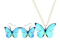 DUOWEI Set di orecchini e collana a forma di farfalla in acrilico, per donne e ragazze, regalo a forma di farfalla, Medio, Acrilico, Nessuna pietra preziosa