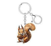 DUOWEI Simpatico portachiavi a forma di scoiattolo, regalo per donne e ragazze, portachiavi con animali della foresta in acrilico, accessori per zaini e borse, Marrone, M