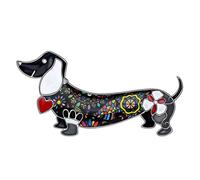 DUOWEI Spilla a forma di bassotto smaltata con motivo floreale, per donne e ragazze, accessori per sciarpa, Smalto, nichel, zinco, Arenaria