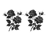 duoyif Adesivi Murali Fiore Nera 2 Pezzi Sticker Da Muro Fiore Rosa Nero Adesivo Da Parete Silhouette Fior Nero Decorazione Murale Camera Da Letto Soggiorno Corridoio Ufficio 35x37cm (b)