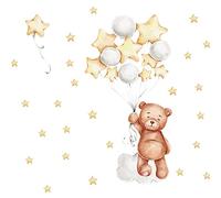 duoyif Adesivo Da Parete Orso Adesivo Da Parete Stella Con Palloncini Adesivo Per Porta Guardaroba, Adesivi Murali Ragazzi Ragazze Decorazione Murale Per Camera Dei Bambini Soggiorno Camera Da Letto