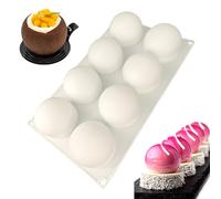 duoyif Stampo In Silicone Sferico Grande 8Cavités 65mm Stampo In Silicone a Cupola Stampo Sfere Cioccolato Stampo Da Forno Sfera Per Palla Torta/Cioccolato/Dessert/Caramelle (bianco, 8Cavités 65mm)