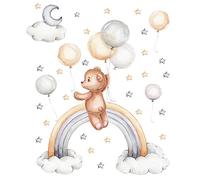 duoyif Sticker Da Muro Orso Adesivo Da Parete Orso Con Arcobaleno Palloncino Stella E Luna Adesivi Murali Bambino Cameretta Sticker Da Muro Animali Per Camerette Bambini Asilo Nido Decorazione Muro