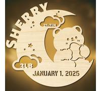 DUOYUN Luce Notturna Personalizzata per Neonati con Nome, Luce Notturna a LED in Legno per Bambini, Decorazione da Parete per la Cameretta dei Bambini, Regali Personalizzata per Neonati