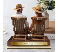 DUOYUN Targa da scrivania personalizzata con coppia in stile cartone animato, decorazione da tavolo con nome/testo personalizzato in 2D, regalo romantico per giovani coppie, San Valentino