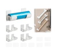 duozoanz Supporto Fogli Alluminio Porta Muro - Autoadesivo Organizzatore Portarotolo con 4 Coppie per Armadio Dispensa Parete Appendere Carta Stagnola Cerata Portautensili, Bianco