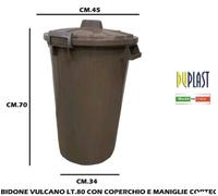 DUPLAST Bidone Immondizia Vulcano Maxi 80 Litri con Coperchio Corteccia DUP7975