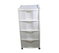 Duplast cassettiera multifunzione in rattan 4 cassetti con ruote colore bianco