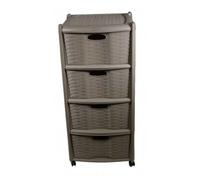 Duplast cassettiera multifunzione in rattan 4 cassetti con ruote colore tortora
