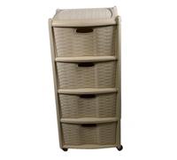 Duplast cassettiera multifunzione in rattan 4 cassetti con ruote colore tortora