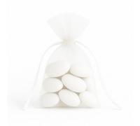 Dupleix - Confezione da 20 sacchetti di 8 confetti di mandorla pecula - presentati in sacchetti di organza bianco 7 x 9 cm - ideale per matrimoni, battesimi, alberghi, regali per gli ospiti, eventi