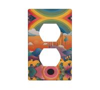 Duplex Presa Decorativa Piastra A Parete Presa Elettrica Interruttore Della Luce Qualità Frontalino Piastra di Interruttore per la Decorazione Domestica 4.5 X 7.0 cm Strano Arcobaleno Immagine