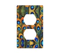Duplex Presa Decorativa Piastra Da Parete Presa Elettrica Interruttore Della Luce Copertura Art Frontalino Piastra di Interruttore per la Decorazione Domestica 4,5 X 7 cm Piume Coda di Pavone Stampe