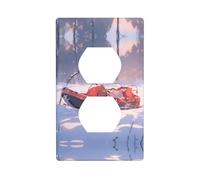 Duplex Presa Decorativa Piastra Da Parete Presa Elettrica Interruttore Della Luce di Qualità Frontale Piastra di Interruttore per la Decorazione Domestica 4,5 X 7 cm Slitta su Snowy Hill Stampato