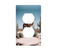 Duplex Presa Decorativa Piastra Da Parete Presa Elettrica Interruttore Della Luce di Qualità Frontalino Piastra di Interruttore per la Decorazione Domestica 4,5 X 7 cm Deserto Carino Cammello Stampato