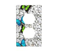 Duplex Socket Decorative Wall Plate YYHHAOFA Blue Butterfly Green Butterfly and Stone Pattern Decorazione da parete flessibile per soggiorno camera da letto bagno