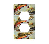 Duplex Socket Decorative Wall Plate YYHHAOFA Brook Trout Fly Fishing Pattern Wall Decoration Flessibile per Soggiorno Camera da Letto Bagno