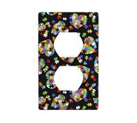 Duplex Socket Piastra da parete decorativa YYHHAOFA Autism Awareness Puzzle Pieces Heart Pattern Wall Decoration Flessibile per Soggiorno Camera da Letto Bagno