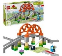 Lego duplo 10426 pack di espansione ponte e binari ferroviari, giochi didattici per bambini 2+, elementi per treno giocattolo