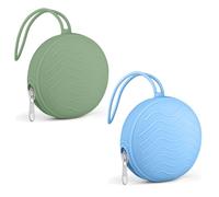 Dupoem 2 Pezzi Scatola per ciuccio in Silicone Senza BPA, Scatola di Immagazzinaggio Portatile e Impermeabile per Succhiatore, Borsa da trasporto pratica per Neonati Ragazze Ragazzi Blu+Verde