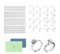 Dupoem 33 Pezzi Disco di Regolazione Invisibile per Anelli, Regolatore di Dimensione per Anelli Oversize Riduttore Anello Trasparente Con Panno Lucido Per Indossare Gioielli