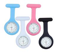 Dupoem Set di orologi da infermiere 4 pezzi con spilla di sicurezza in silicone, adatti per infermieri, personale medico e professionisti della salute (bianco, nero, rosa, blu chiaro)