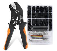 Dupont - Kit di crimpatura, 2870 pezzi, assortimento di connettori da 2,54 mm, crimpatrice a cricchetto SN-58B AWG 24-16 (0,25-1,5 mm²), 1-10 pin e 2 × 2-2 × 9, intestazioni a 40 pin, cappucci jumper