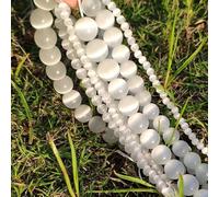 DUPU 4/6/8/10/12 mm Perle in Pietra lunare Naturale per Perle di Gatto Bianco Perle sciolte di Perle sciolte Che producono Braccialetto Fai -da -Te Filo da 15 Pollici