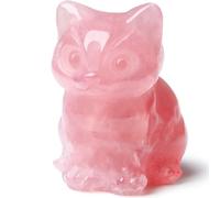 DUQGUHO Regali per gatti Decorazione Quarzo Rosa Cat Crystal Figurine Regali per le Donne Fortunato Carino Gatto Statua Camera Scrivania Decorazione Festa del Papà Regali di Cristallo 1PC