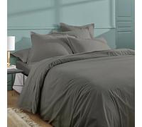 Duquennoy & Lepers 1867 Linge de lit - Parure da Letto 1 Piazza 140x200 cm - Copripiumino 140x200 cm con Risvolta e 1 Federa per Cuscino 63x63 cm in Percalle di Cotone 80 Fili di Qualità - Grigio