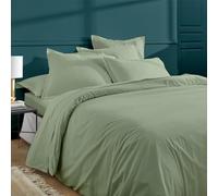 Duquennoy & Lepers 1867 Linge de lit Parure da letto matrimoniale 240 x 220 cm - copripiumino 240 x 220 cm con patta e 2 federe 63 x 63 cm in percalle di cotone 80 fili di qualità - verde salvia