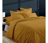 Duquennoy & Lepers 1867 Linge de lit Parure da letto matrimoniale 240 x 220 cm - copripiumino 240 x 220 cm con patta e 2 federe 63 x 63 cm in percalle di cotone a 80 fili, tinta unita, giallo senape