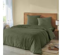 Duquennoy & Lepers 1867 Linge de lit Parure da letto matrimoniale in cotone con garza doppia, 260 x 240 cm, copripiumino 260 x 240 cm, 2 federe 63 x 63 cm, in doppia garza di cotone, tinta unita,